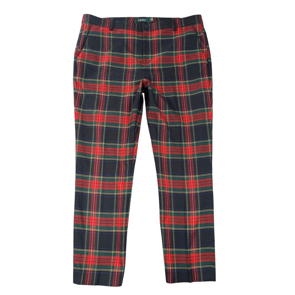 Lauren Ralph Lauren Tartan Plaid Ankle Pants Holiday Christmas Slim - 14